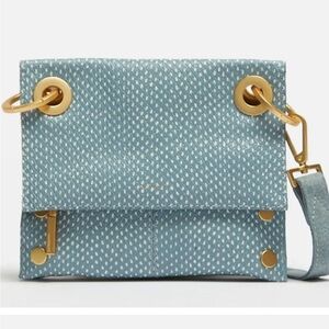 New With Tags Hammitt Small Montana Reversible Crossbody Blue Snake Gold